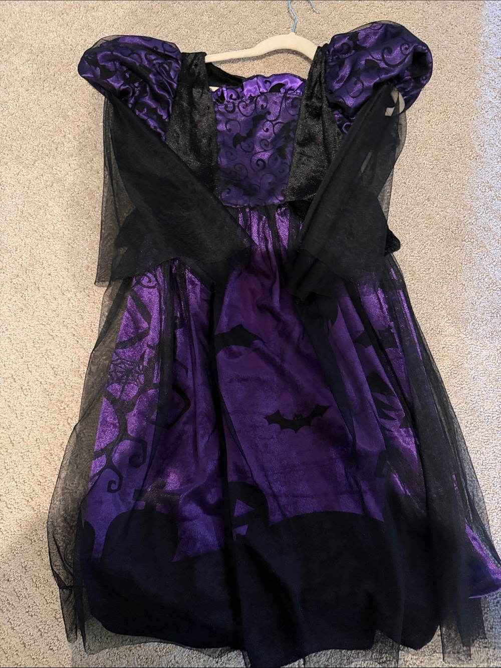 Purple and Black Kids' Halloween Witch Costume Dress